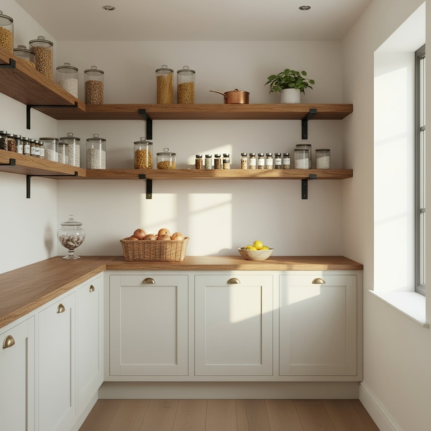Rustic Wooden Shelf with Lipped Metal Brackets