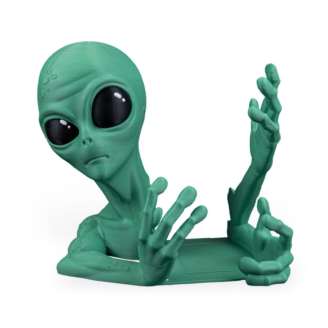 Green Alien Bookend Set | Funny 3D Printed Sci-Fi Shelf Decor