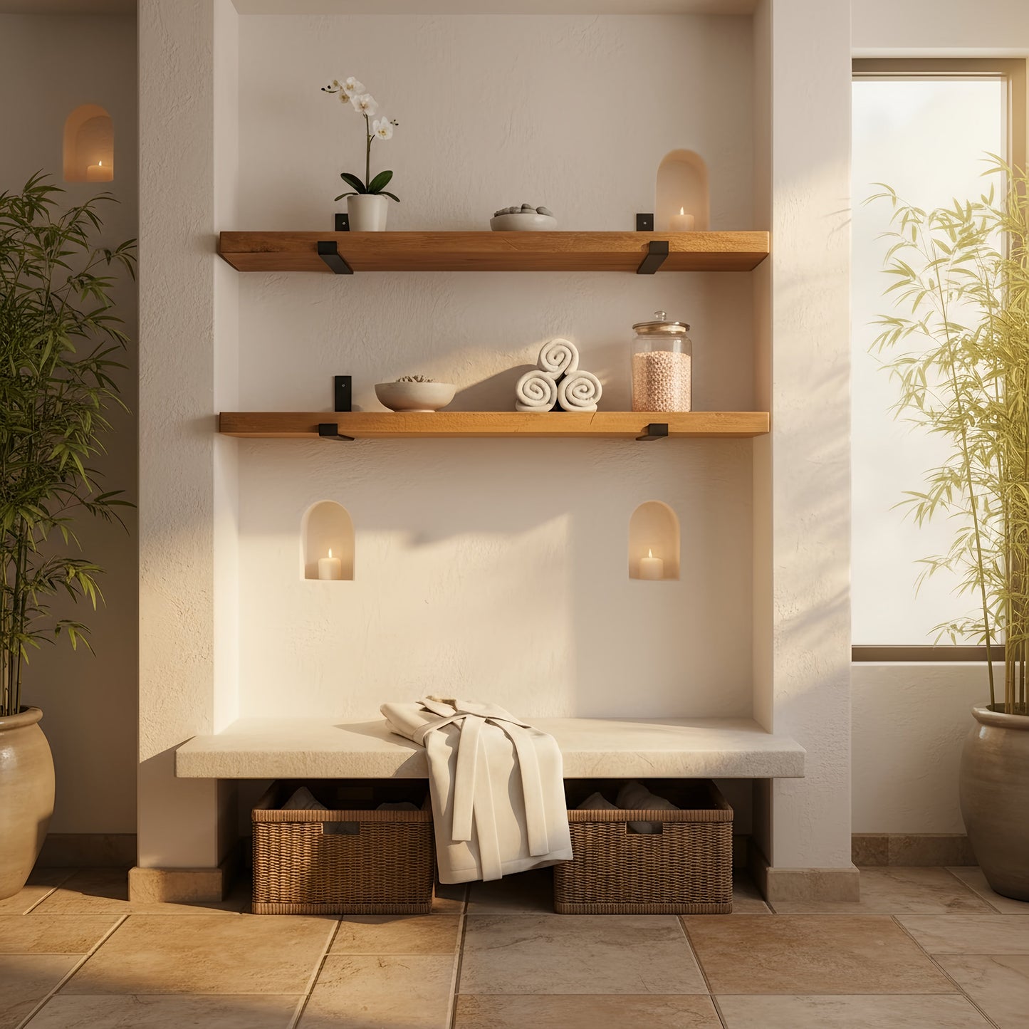 Rustic Wooden Shelf with Metal Inverted Scaffold Brackets