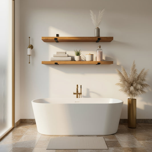 Rustic Wooden Shelf with Metal Inverted Scaffold Brackets