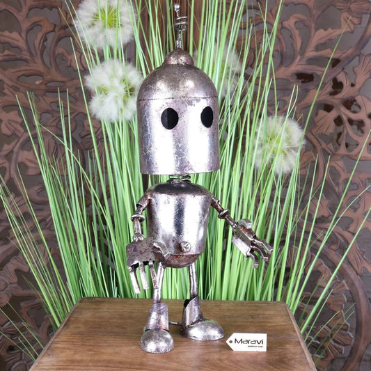 Silver Robot Ornament Springy Bobble Head