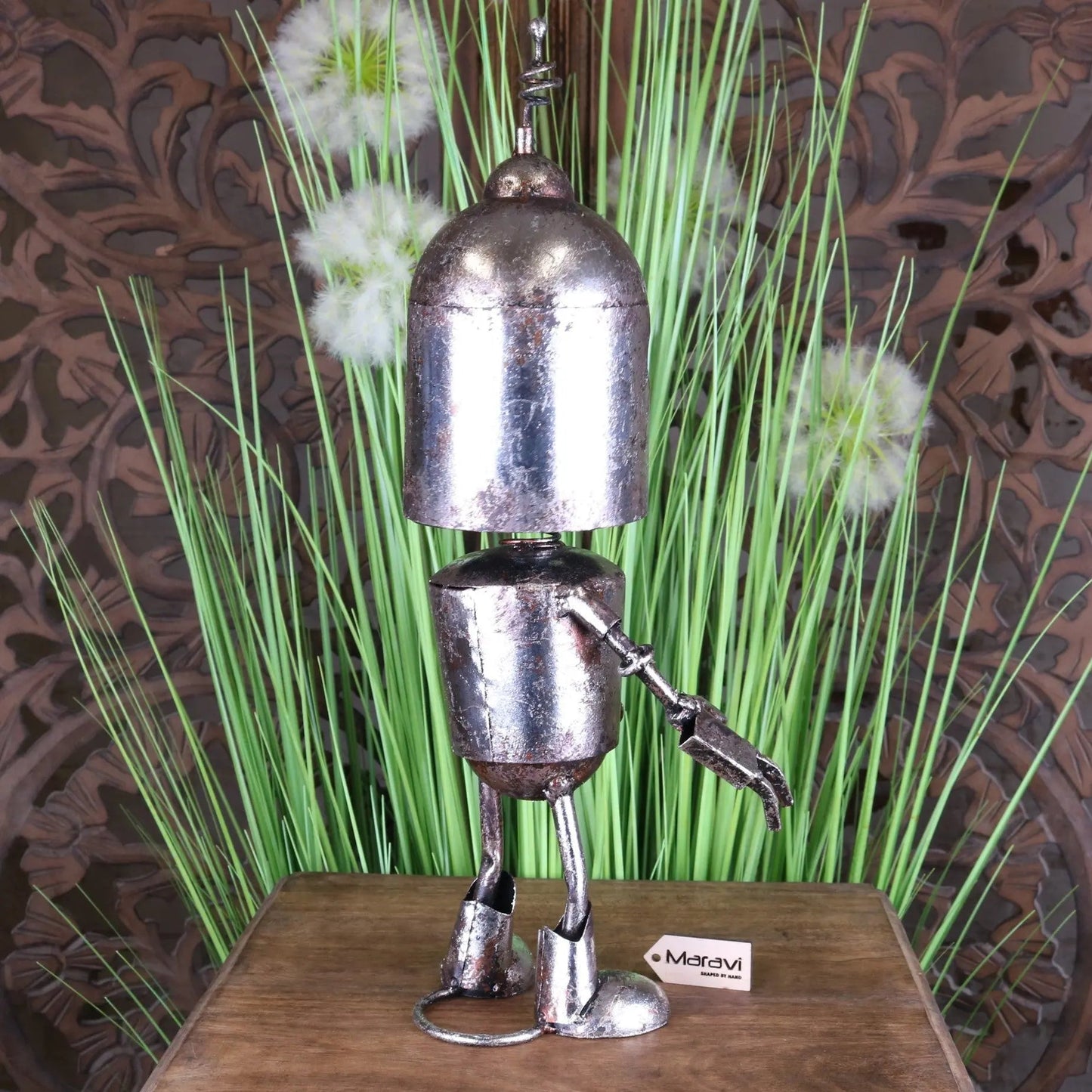 Silver Robot Ornament Springy Bobble Head