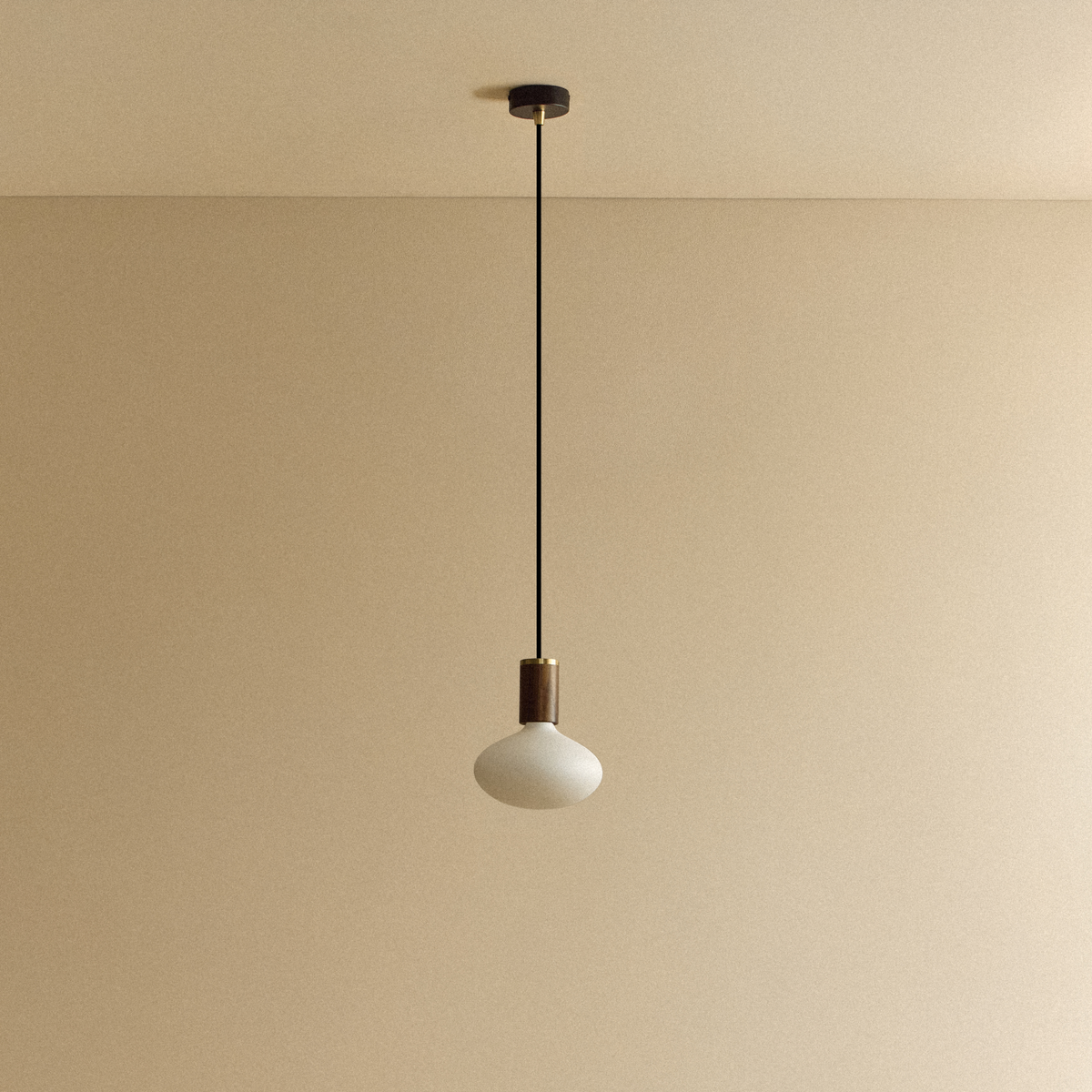 Oval Pendant Light in Walnut