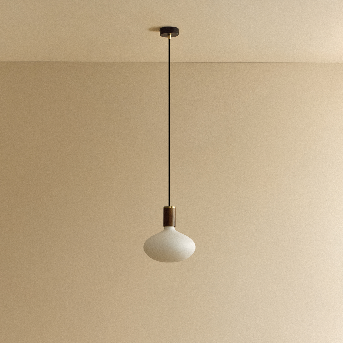 Oval Dim-to-Warm Pendant Light in Walnut