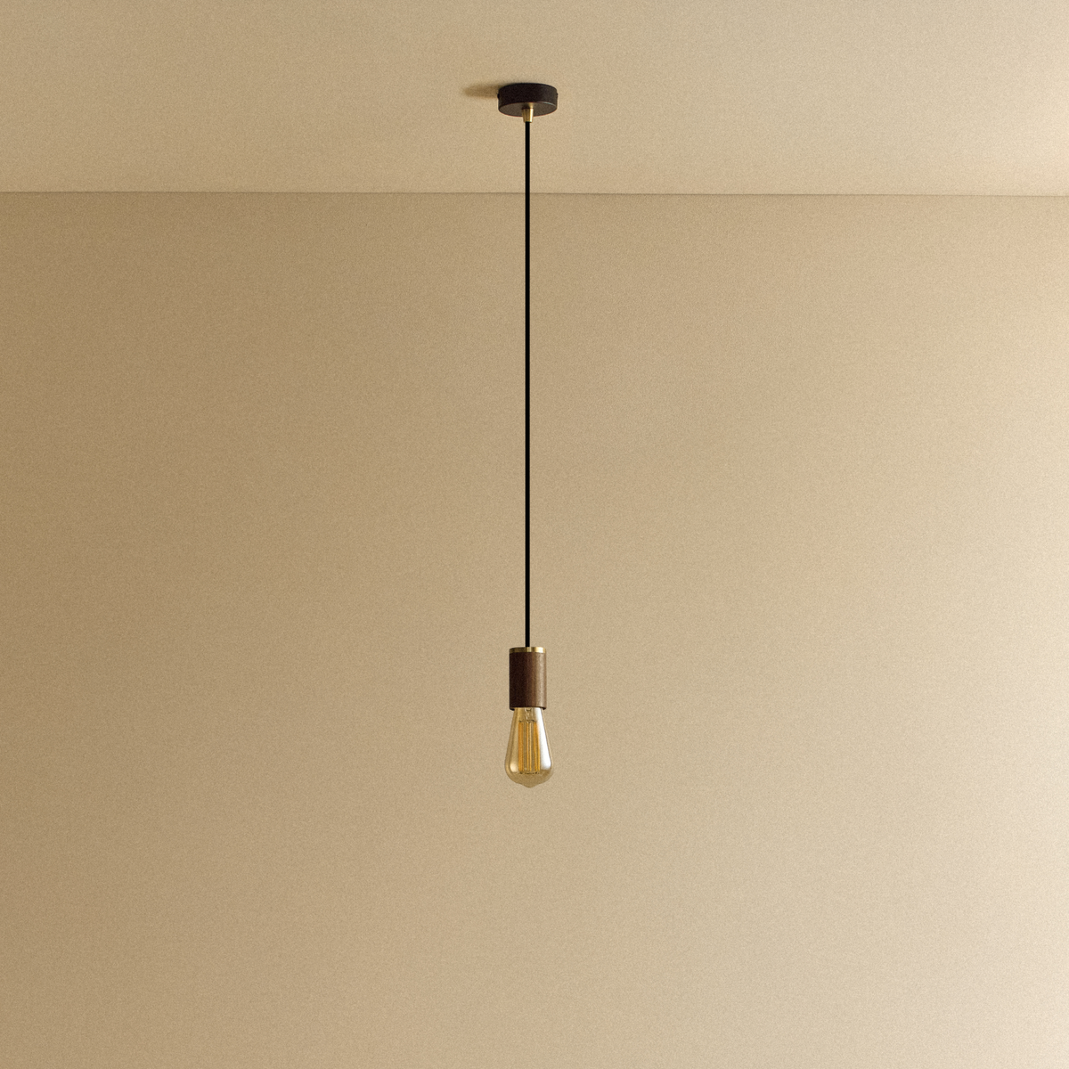 Squirrel Cage Pendant Light in Walnut