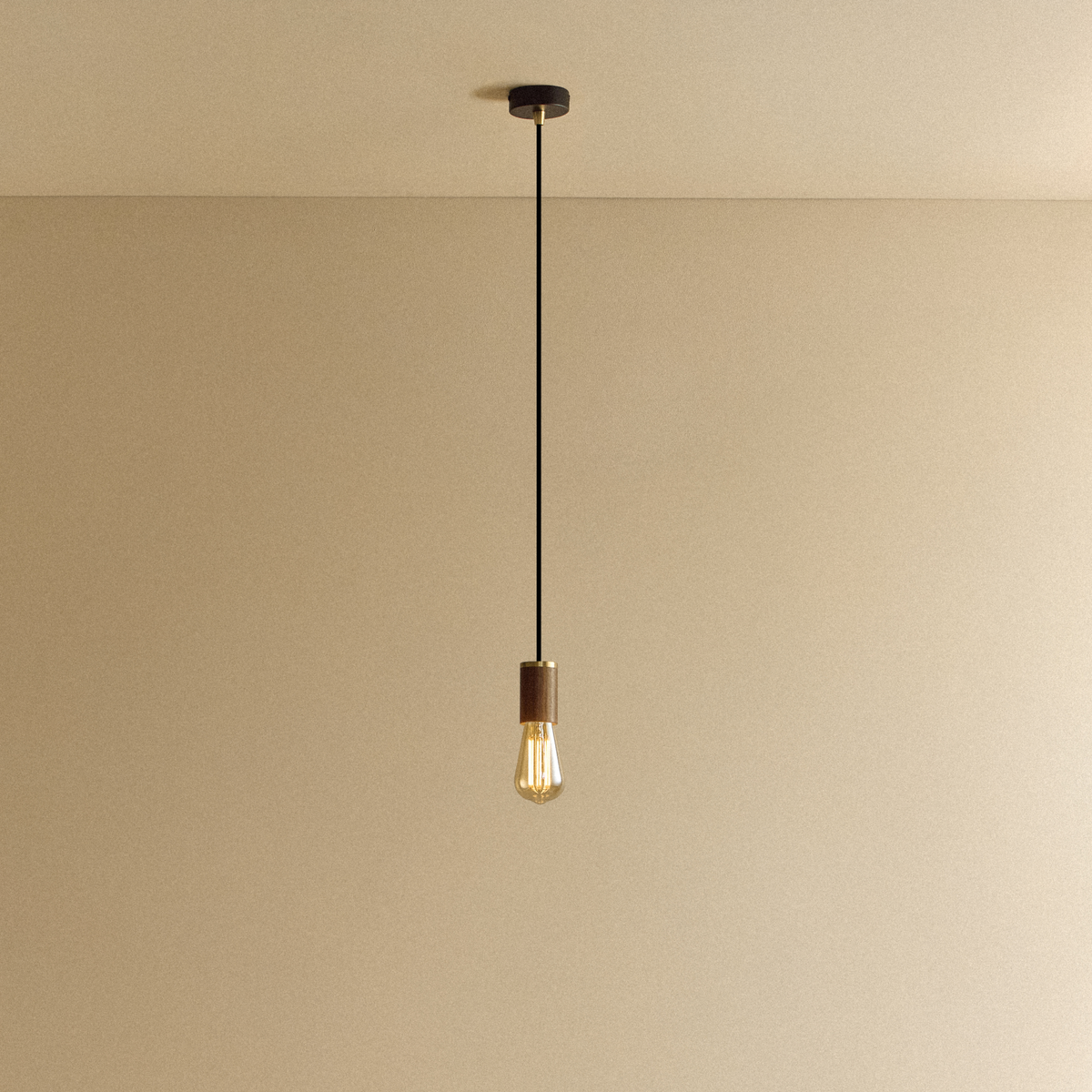 Squirrel Cage Pendant Light in Walnut
