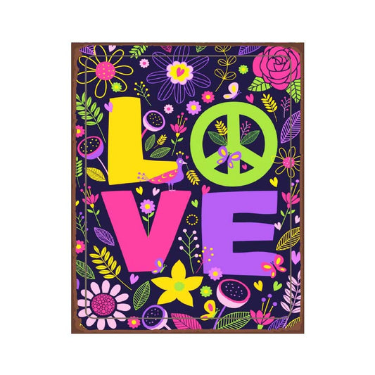 Sixtys Hippy Love Metal Sign Plaque