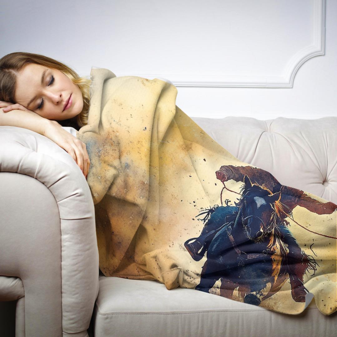 Cowboy Lasso Sunset Blanket