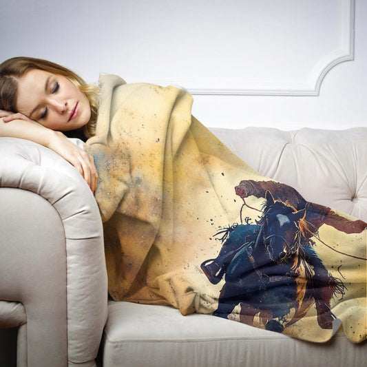 Cowboy Lasso Sunset Blanket