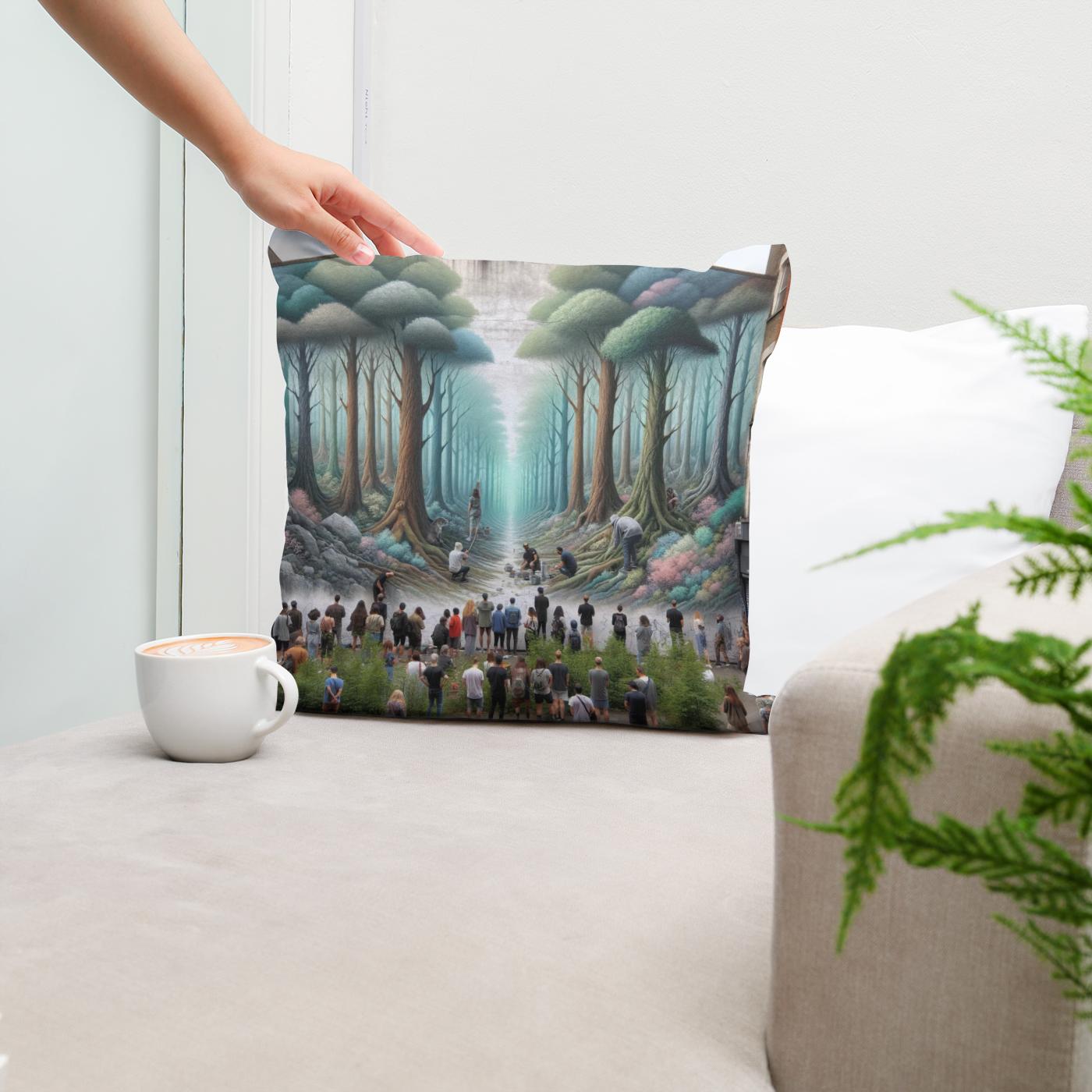 Forest Mural Oasis Cotton Cushion