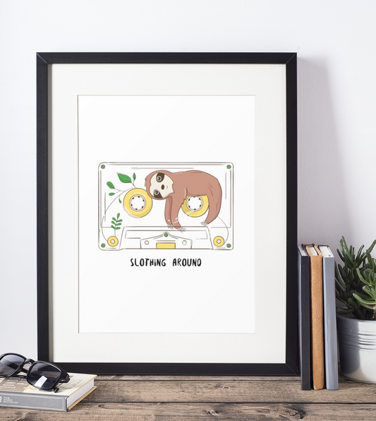 Slothing Around Sloth Humorous Home Wall Decor Print