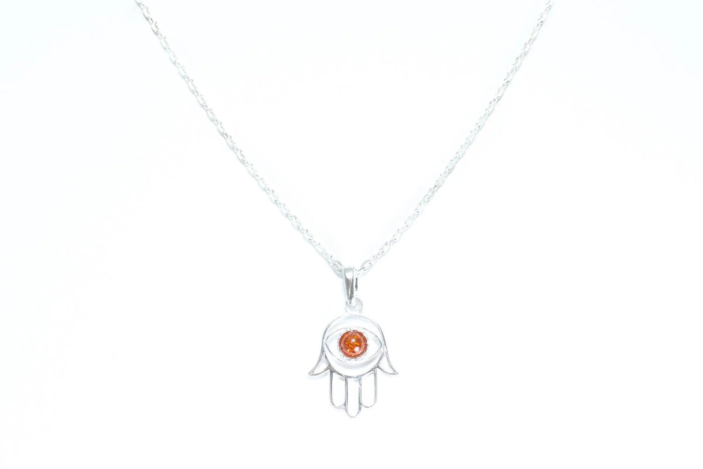 Small Amber Hamsa Pendant