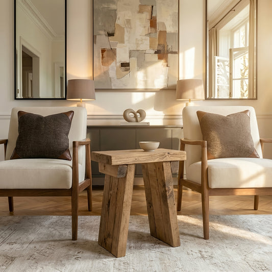 Small DIAN Rustic Wooden Coffee Table With Angled Legs / Side Table