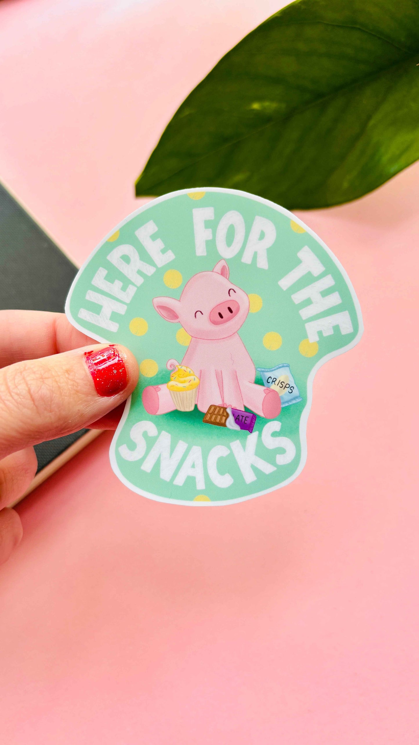 Here for the Snacks Pig- Funny Vinyl Sticker