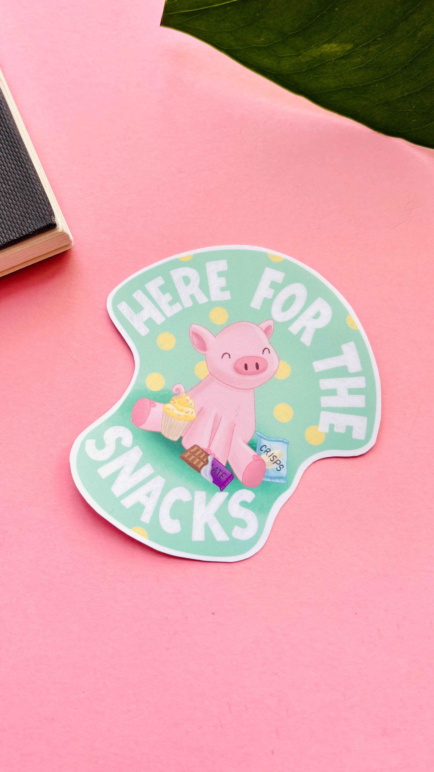 Here for the Snacks Pig- Funny Vinyl Sticker