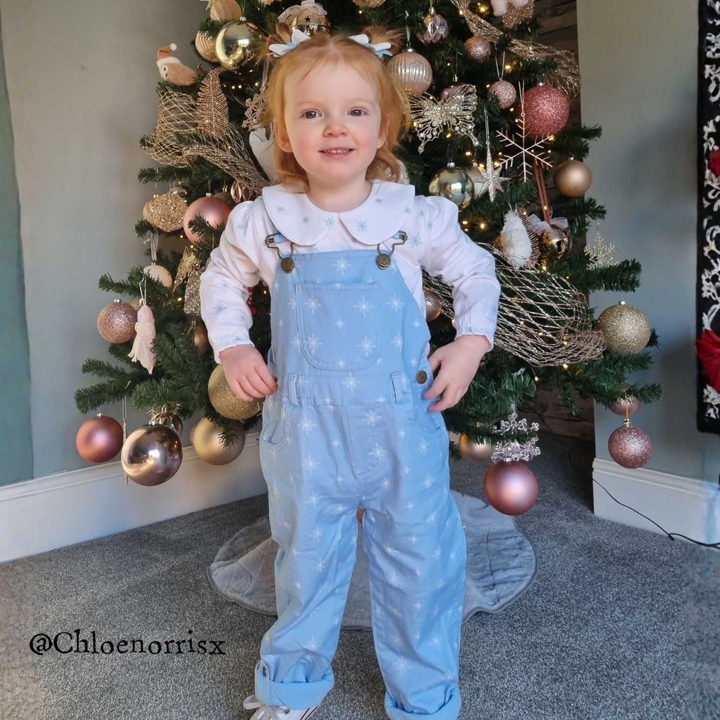Ice Blue Snowflake Dungarees