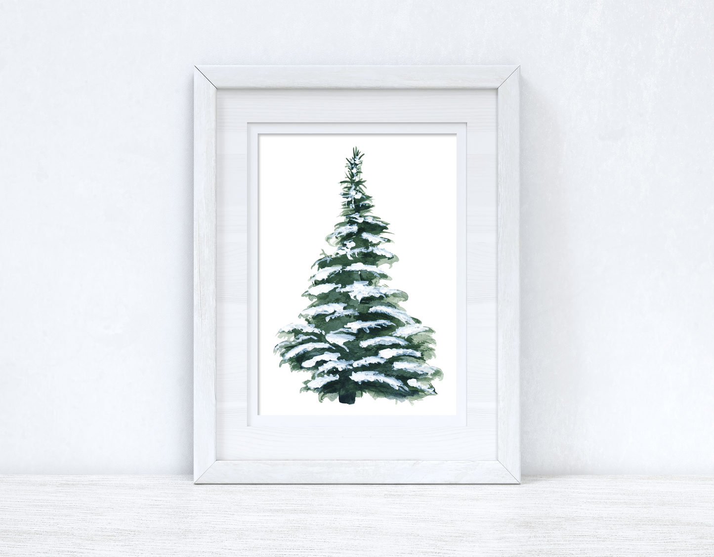 Snowy Christmas Tree Winter Christmas Seasonal Wall Home Decor Print
