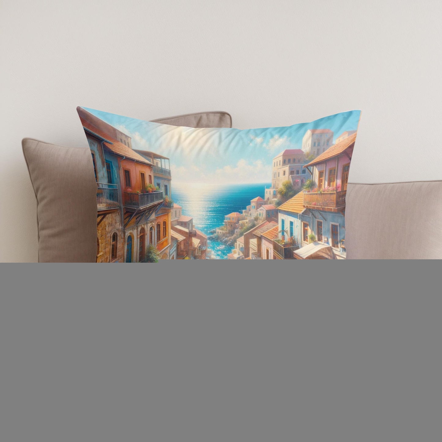 Sunny Mediterranean Charm Cotton Cushion