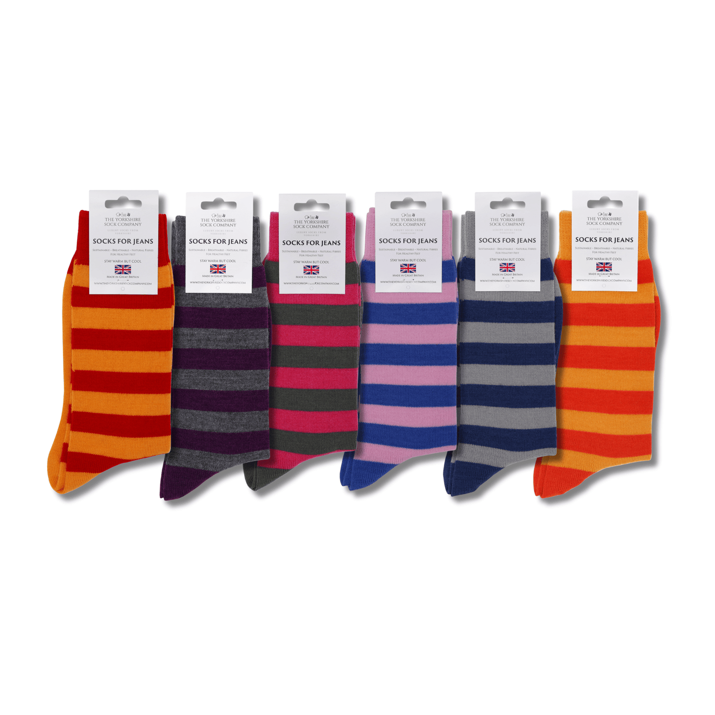 Socks For Jeans - Bright Everyday Merino Socks - 6 Pair Bundle