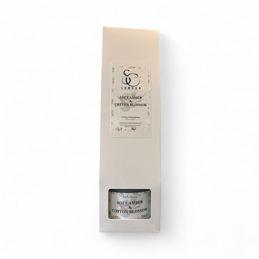 Soft Amber & Cotton Blossom – Odour Eliminating Reed Diffuser (100ml)
