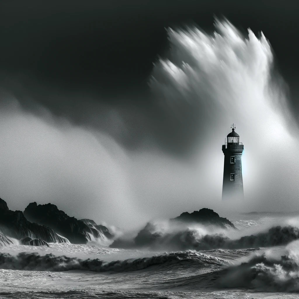 Solitary Beacon: Stormy Seas Canvas