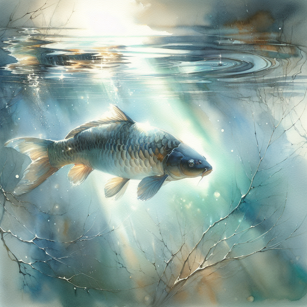 Solitary Carp Reflections Canvas
