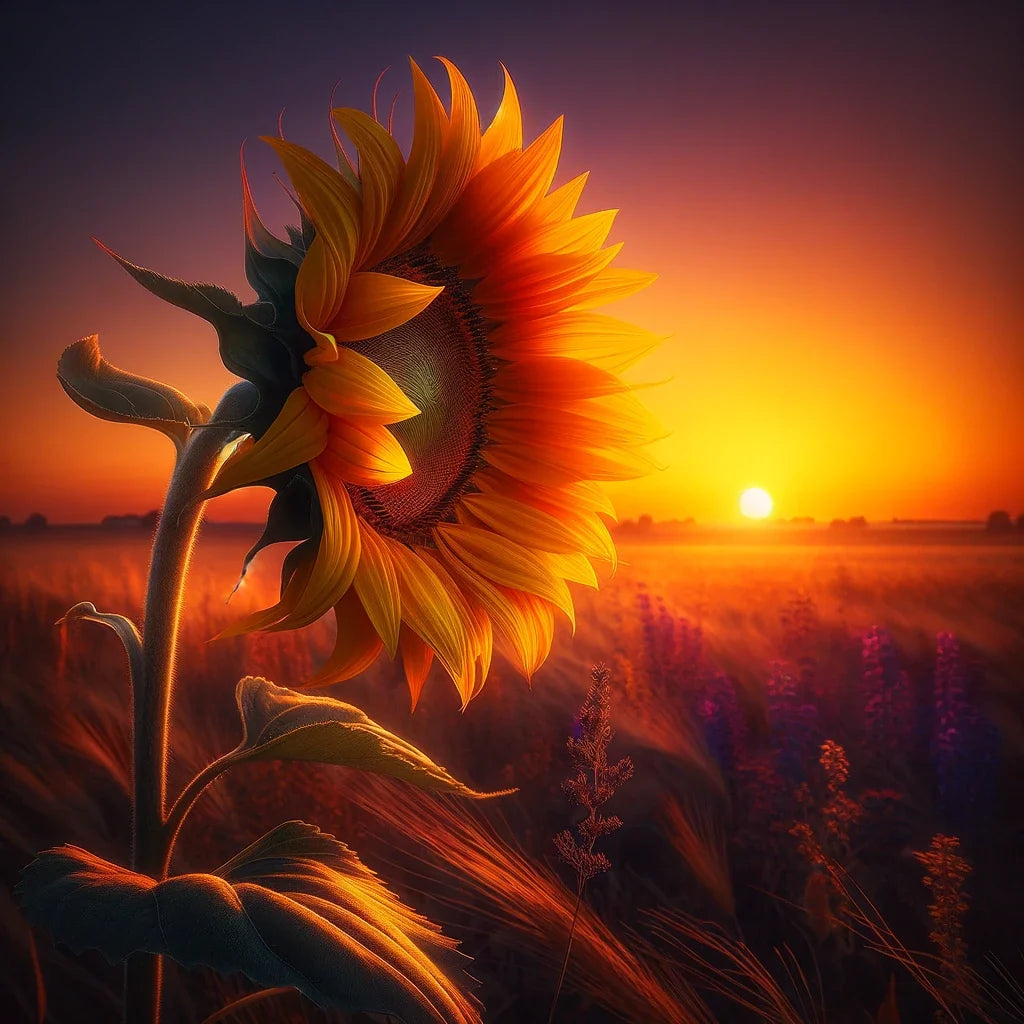 Solitary Sunset Bloom Canvas