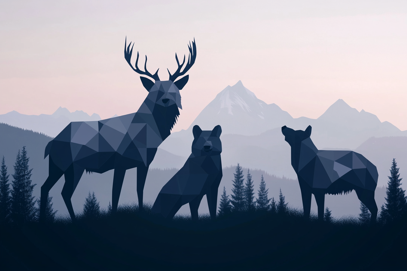Sombre Wildlife Geometry Blanket