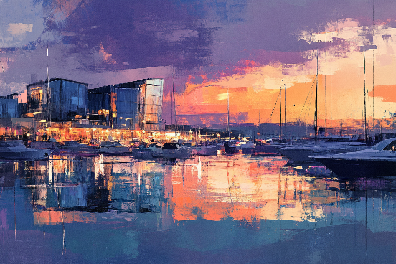 Southampton Marina Twilight Canvas
