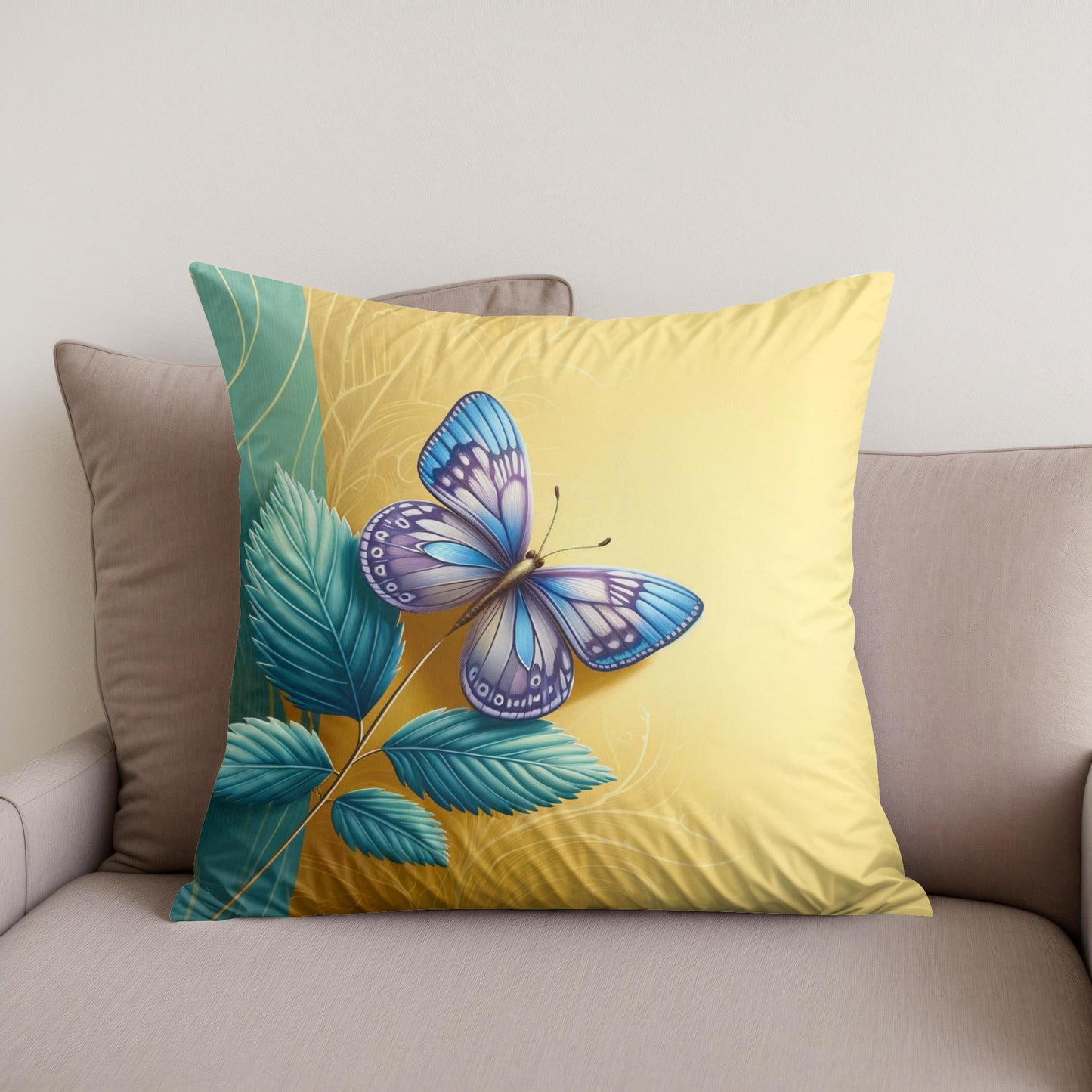 Blue Butterfly Cotton Cushion