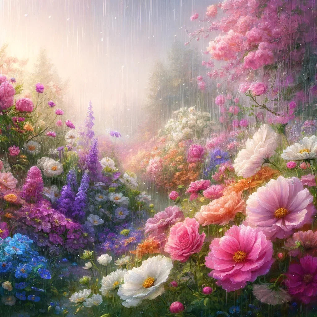 Spring Rain Garden Canvas