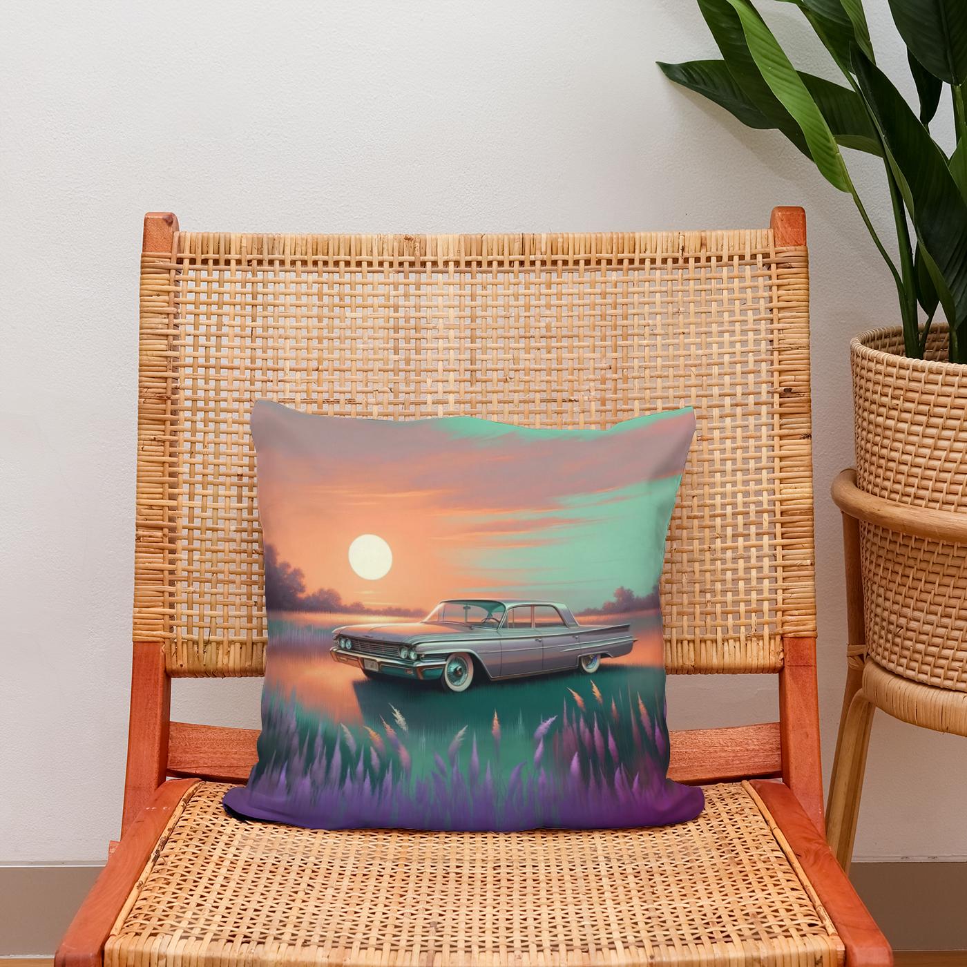 Meadow Sunset Drive Cotton Cushion