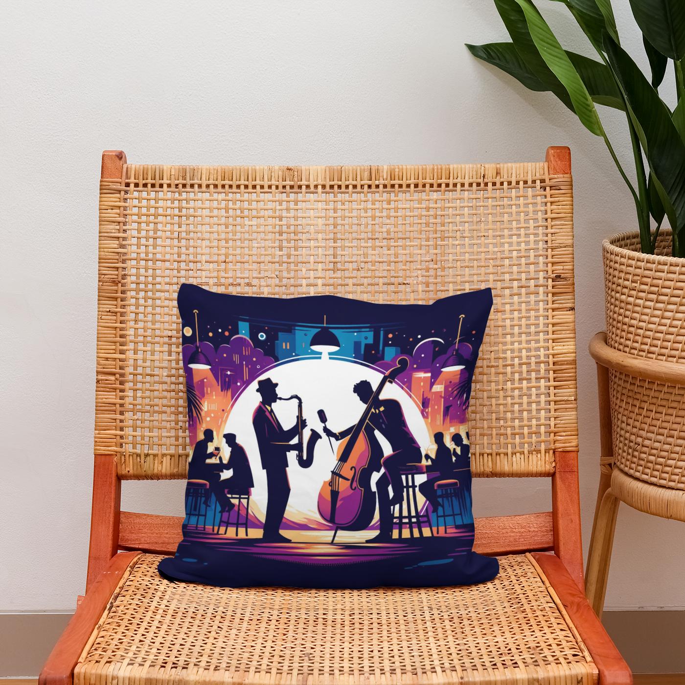 Midnight Jazz Rhythms Cotton Cushion