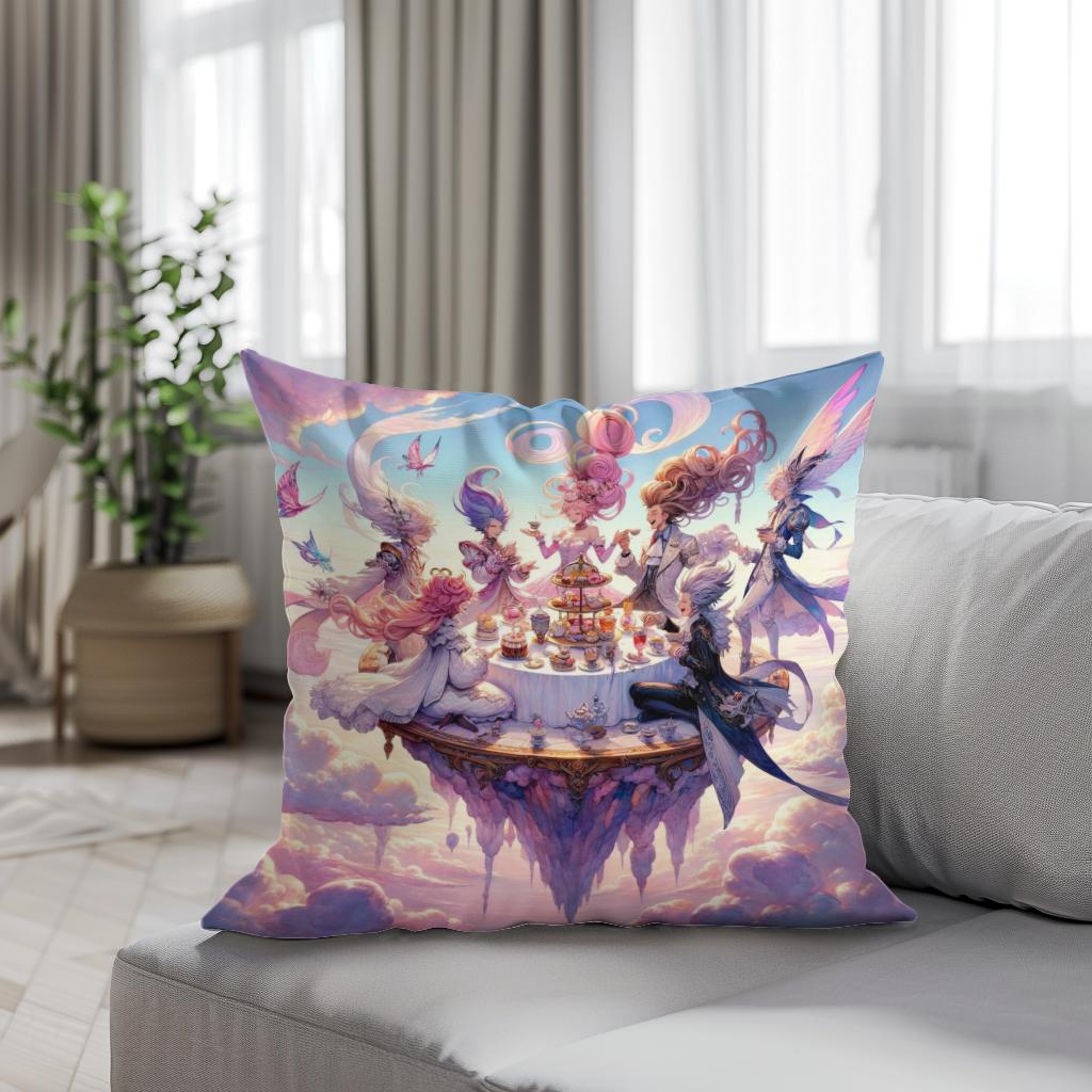 Sky High Tea Party Cotton Cushion