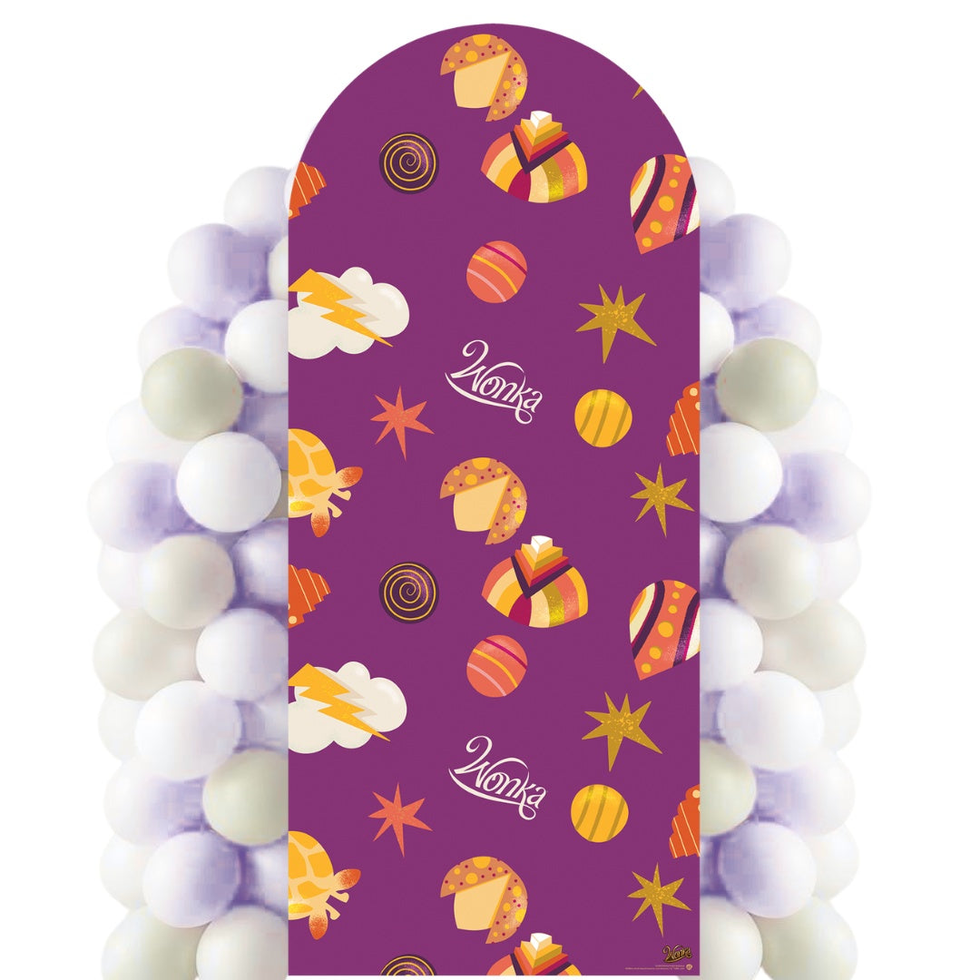 SC4493 Wonka Purple Sweets & Stars Backdrop Single Cardboard Cut Out Height 185cm