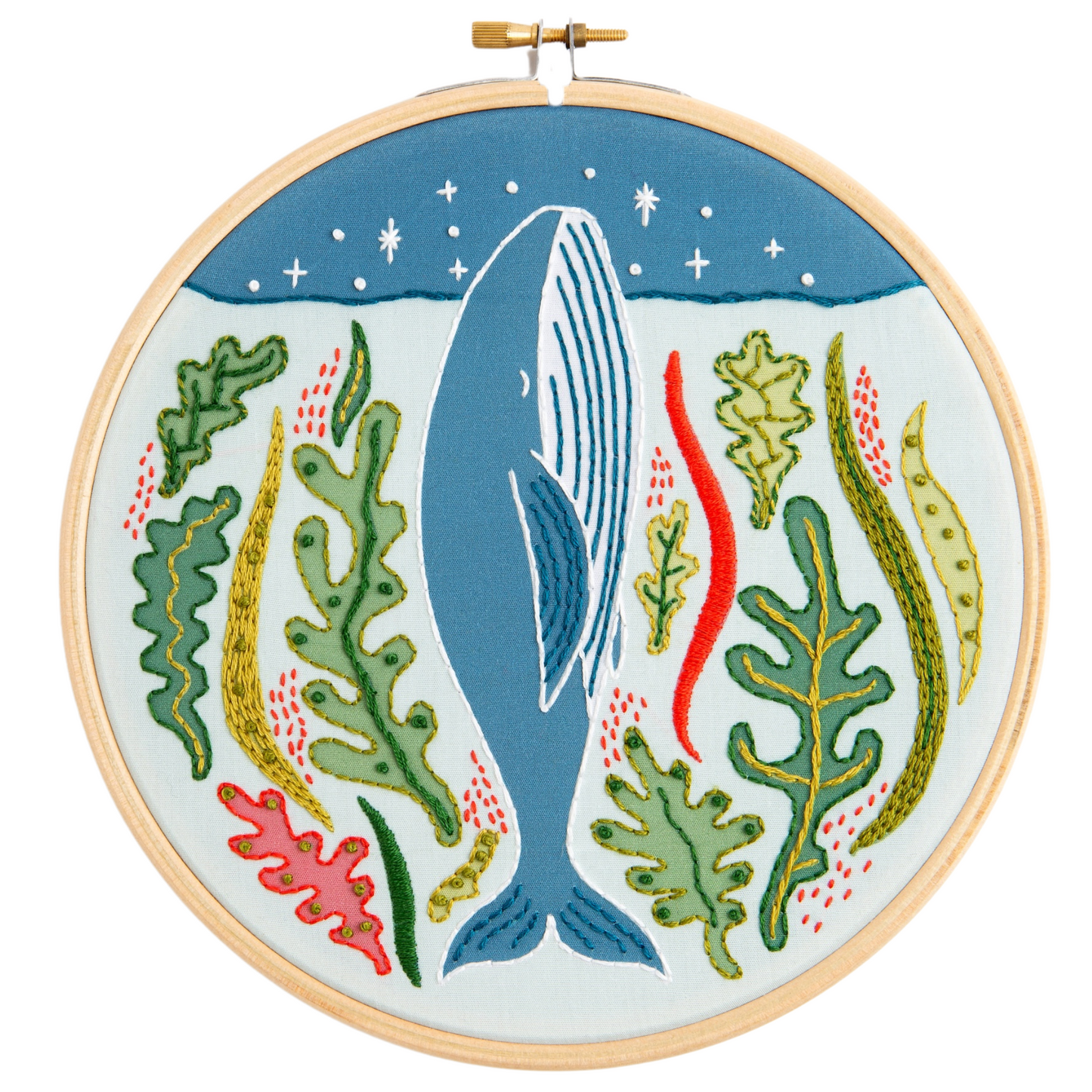 'Stargazing Whale' Ocean Embroidery Kit for Beginners