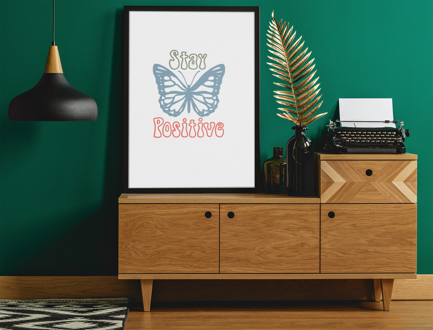 Stay Positive Boho Hippie Simple Home Wall Decor Print