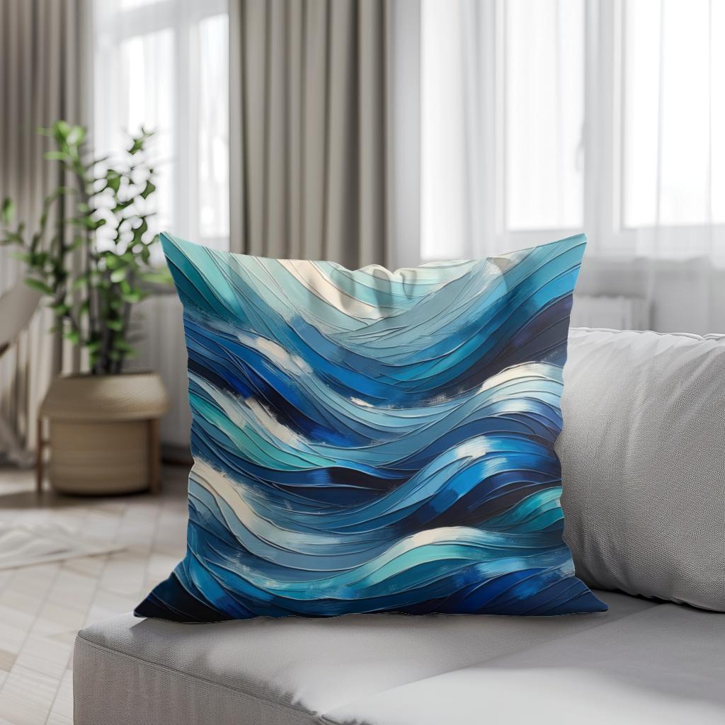 Oceanic Rhythms Abstract Cotton Cushion