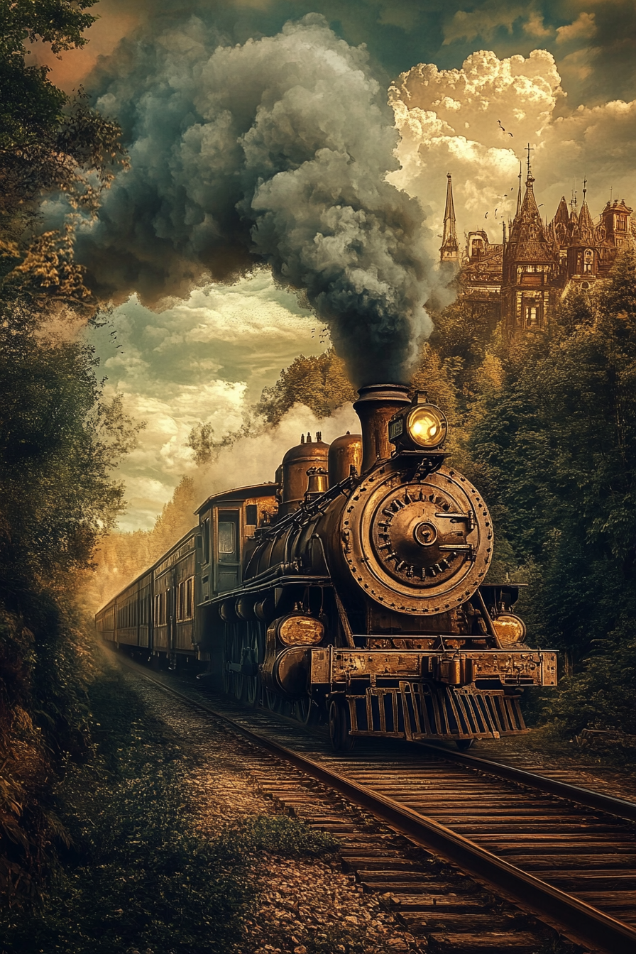 Steampunk Locomotive Reverie Canvas