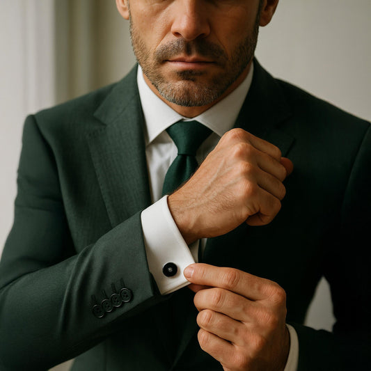 Sterling Silver Cufflinks With Onyx And Diamond