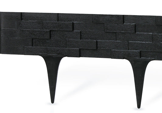Lawn Edging, Plastic Palisade Slate Effect, 2.38m, Black