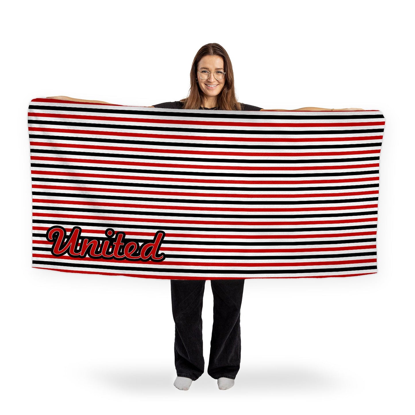 Manchester Red - Stripes - Microfibre Retro Beach Towel - 150cm x 75cm