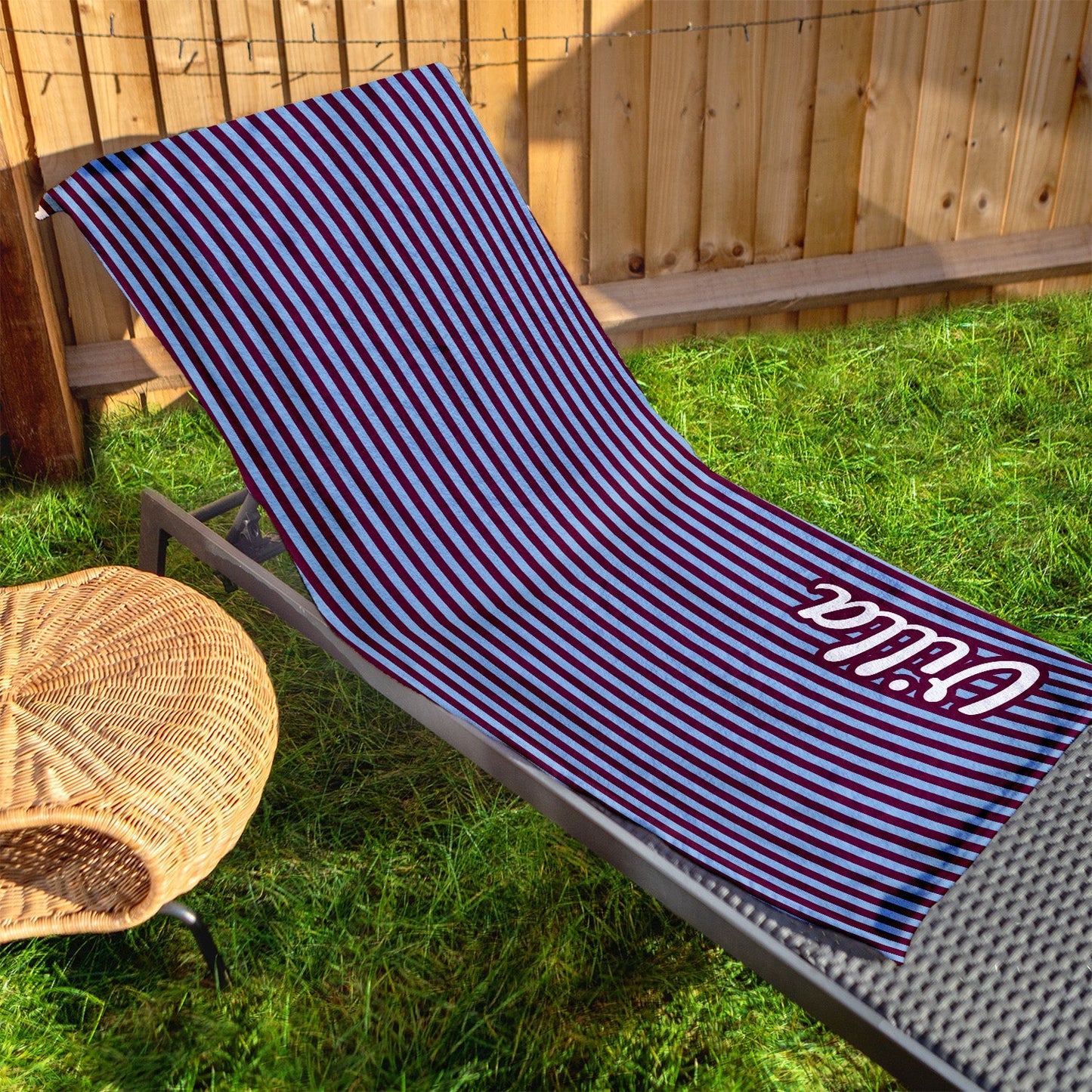 Aston Villa - Stripes - Microfibre Retro Beach Towel - 150cm x 75cm