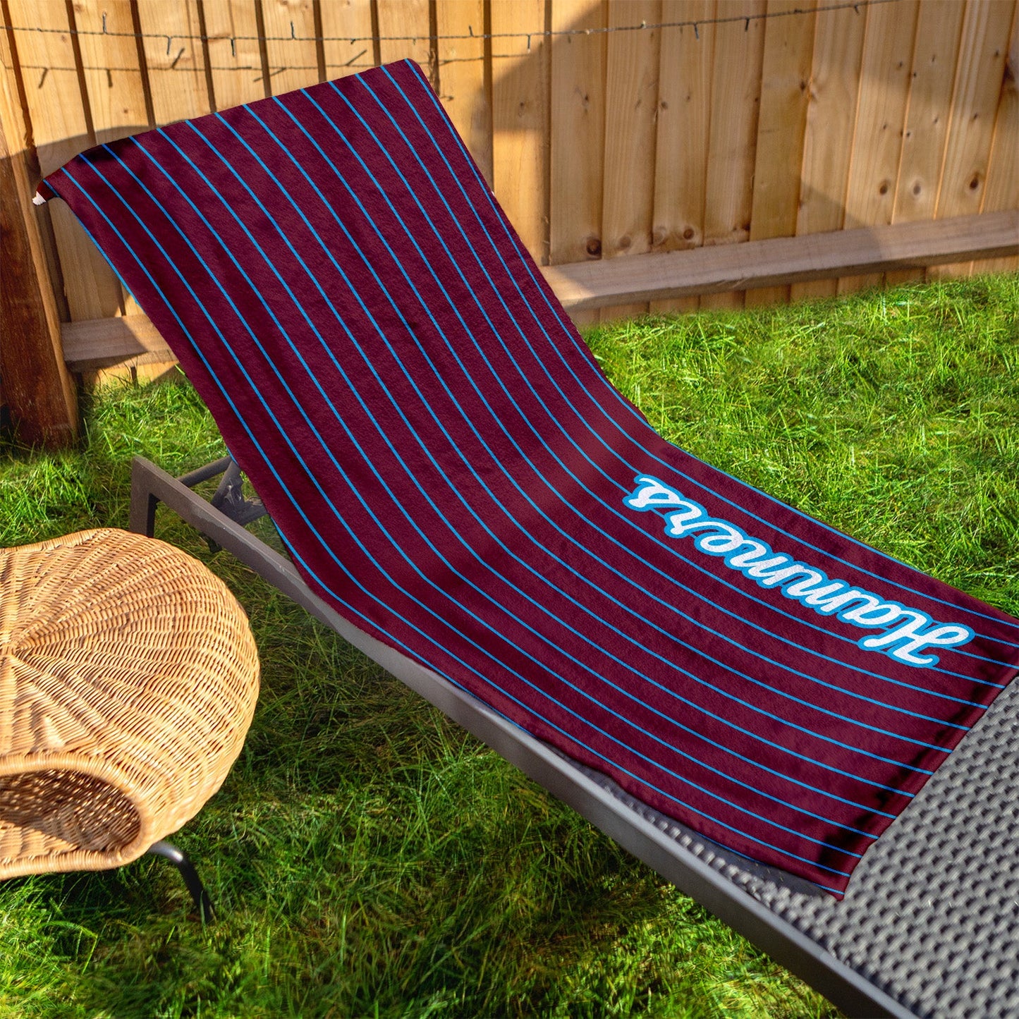 West Ham - Stripes - Microfibre Retro Beach Towel - 150cm x 75cm