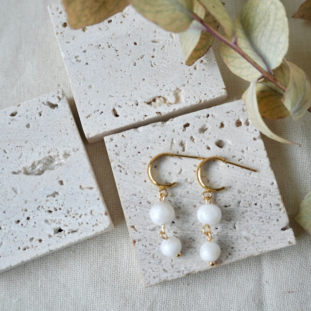 Terra Stud Huggie Duo Pebble