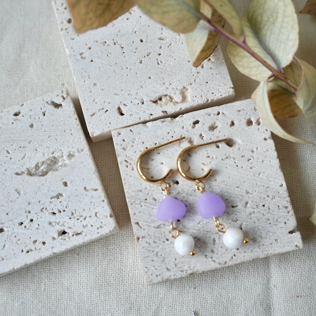 Terra Stud Huggie Duo Pebble