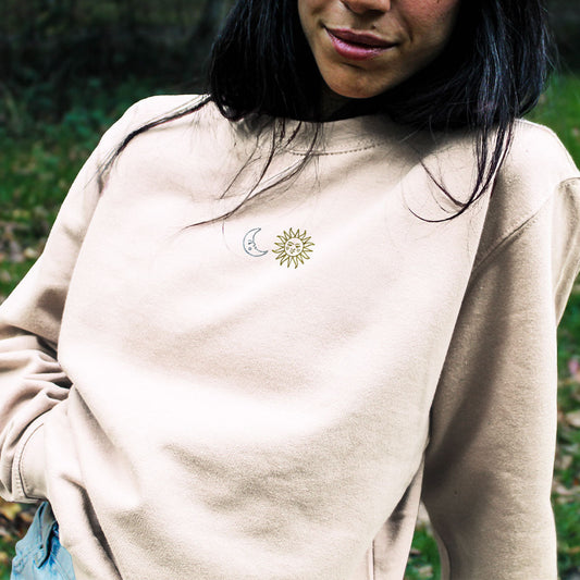 Sun And Moon Embroidered Sweatshirt (Unisex)