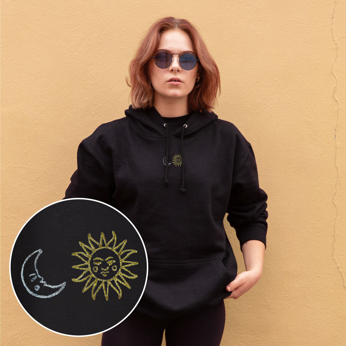 Sun and Moon Embroidered Hoodie (Unisex)