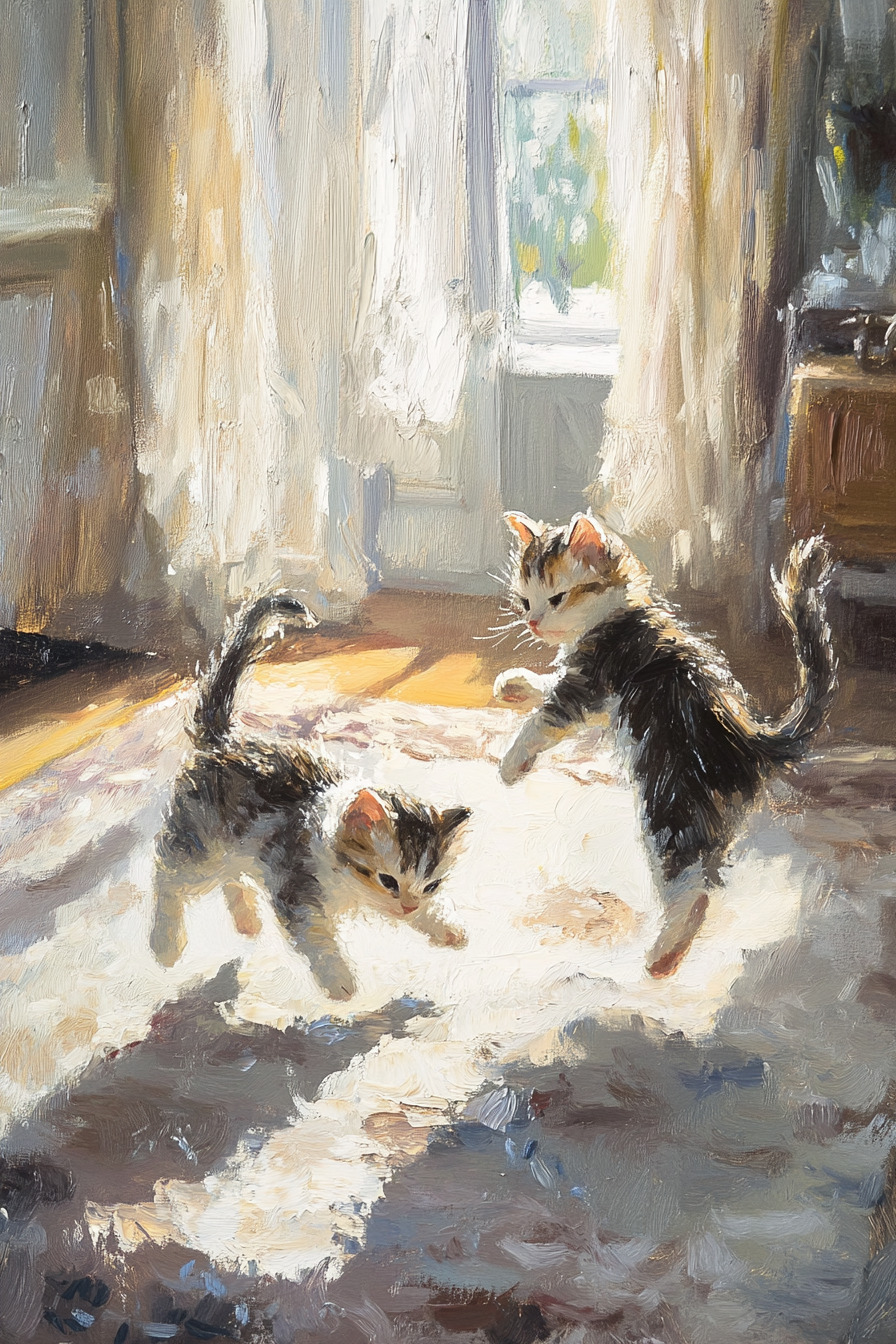 Sunlit Kitten Play Canvas