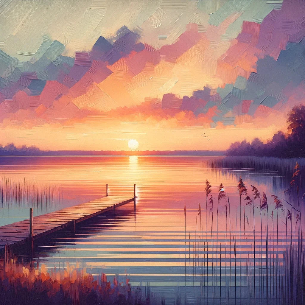 Sunset Lakeside Canvas